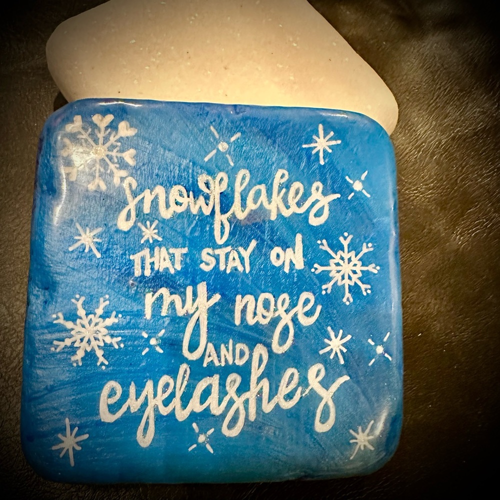 Handpainted 4” Santorini stone square